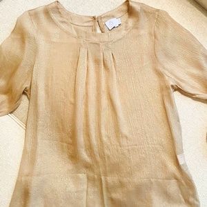 T Los Angeles Nude and Gold threaded top Size Small